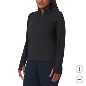 NWT‎ Mondetta Women's Ribbed Quarter-Zip Pullover Black